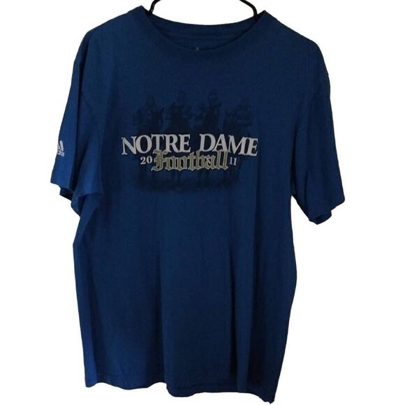 Vintage Notre Dame Football T-shirt, Large, Blue, Adidas - Picture 2 of 9